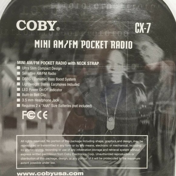 Coby Dynamic Bass Boost System Yellow CX-7 AM/FM Radio Mini Pocket Radio Earbuds - Picture 5 of 5